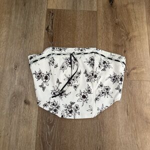 Floral Black and White Corset Top